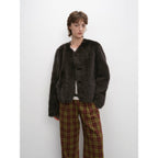 "Darcy Manor" imported Tuscan straight wool sheepskin sweetheart collar short fur coat